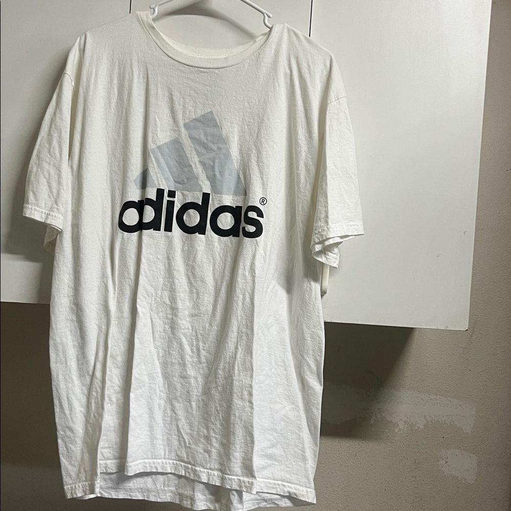 Adidas White Tee with Black Logo